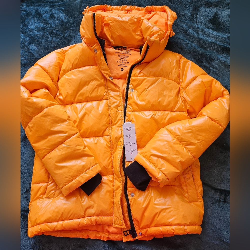 Aqua  Orange Puffer Jacket